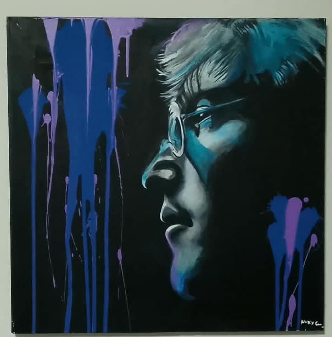 Lennon in Blue: Pop Art Portrait